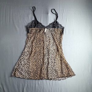 Victorias Secret Y2K Lingerie Sheer Cheetah Giraffe Open Front Lace Sexy M/L